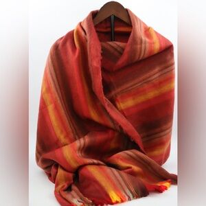 Handcrafted Alpaca Wool Striped Red Scarves/Shawl